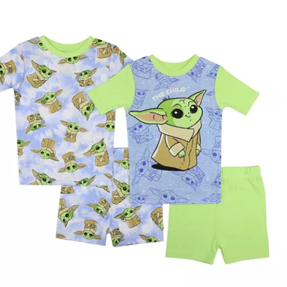 BOYS STAR WARS BABY YODA 2 TOPS AND 2 SHORTS PAJAMA SET SIZE 8 #K68